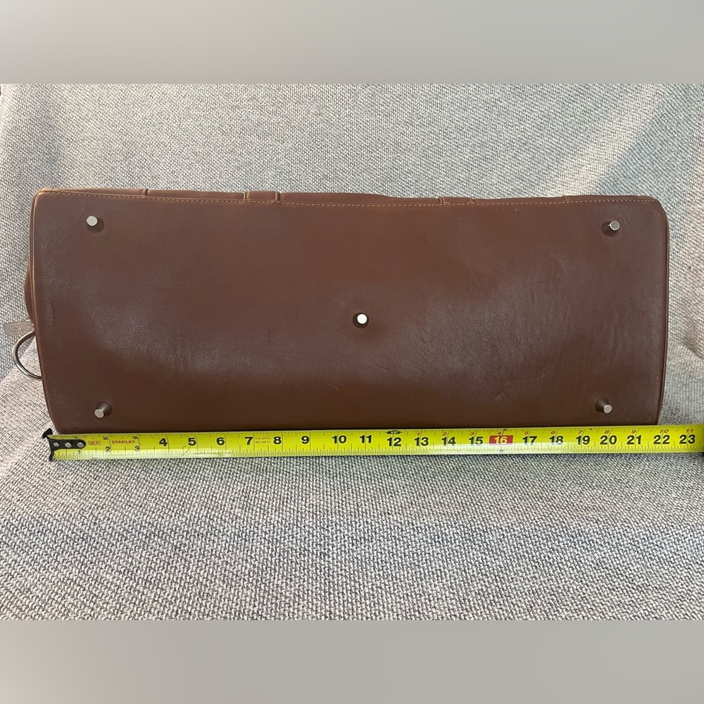 Coach Heavy Brown Leather Travel Duffel Bag with Coach Lock and Key - Picture 6 of 16